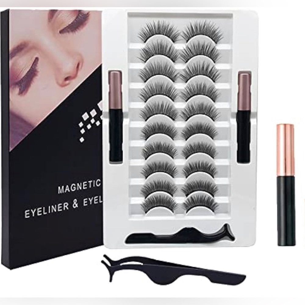 New Magnetic Eyelashes and Eyeliner Kit, Reusable Magnetic Eyelashes